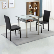 简约玻璃方桌钢化接待洽谈桌椅组合家用餐桌现代正方形透明小桌子