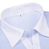 商务职业蓝条纹白领短袖衬衫女修身会议面试工作服OL半袖大码寸衫