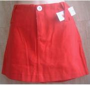 单件裙装5539 大码红色，字母饰/A字裙身，超短牛仔裙