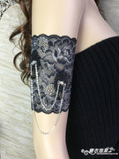 女大臂纹身疤痕遮盖手臂环带弹性蕾丝手链手圈手饰品