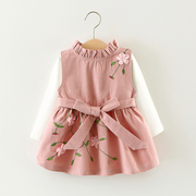 女童2件套秋装女宝宝1-3周岁公主裙童套装0连衣裙子春秋季两件套