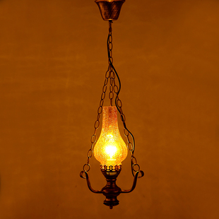 欧式复古地中海铁艺单头吊灯创意个性酒吧灯阳台灯过道灯茶馆灯具
