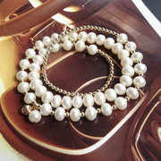 原创设计天然珍珠手链多层女生学生首饰品14K包金送女友生日礼物