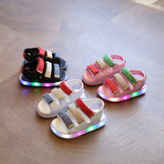 夏天2男女宝宝凉鞋亮灯3小童鞋子1-5岁儿童，带led灯鞋4小孩沙滩鞋