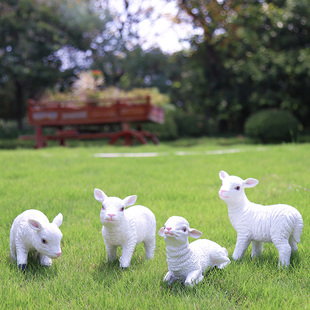 仿真羊装饰摆件树脂动物工艺品可爱生肖小羊户外花园装饰庭院摆件