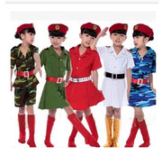 儿童兵娃娃演出服男童女童迷彩，裙军服小女兵舞蹈服装少儿军装套装