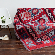 北欧式美式四季夏季简约现代棉麻防滑全盖沙发巾盖布盖毯床盖 红