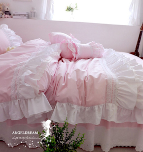 게으른휴가︱进口欧美韩式公主艾蒂色蛋糕，款全棉床上用品床裙件套