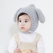 韩国进口婴儿童帽子柔软珊瑚绒，兔子帽男女宝宝，秋冬防风保暖护耳帽