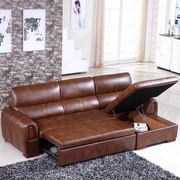 真皮沙发床小户型组合多功能简约现代带储物两用客厅头层皮沙