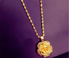 越南沙金项链镀24k黄金，女士大花朵吊坠沙，金项链仿真黄金首饰