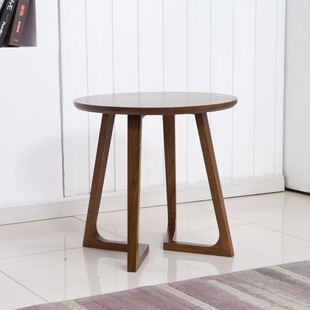 美式纯实木角几圆形沙发边几简约小茶几创意北欧边桌个性家具