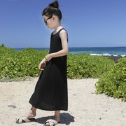 亲子装母女夏装韩版童装女童纯棉连衣裙中大童文艺范海边沙滩长裙