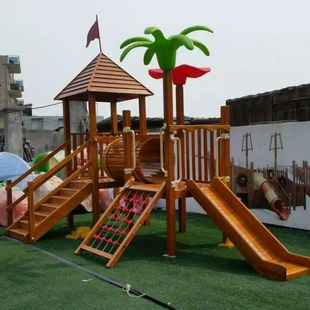 木质小博士滑梯组合秋千幼儿园木制儿童游乐设施公园木滑梯