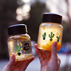 韩版创意可爱仙人掌玻璃杯个性，防漏水瓶学生牛奶，杯透明带盖随手杯