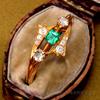 英国古董珠宝＆爱德华时代1901年天然哥伦比亚祖母绿钻石18K戒指