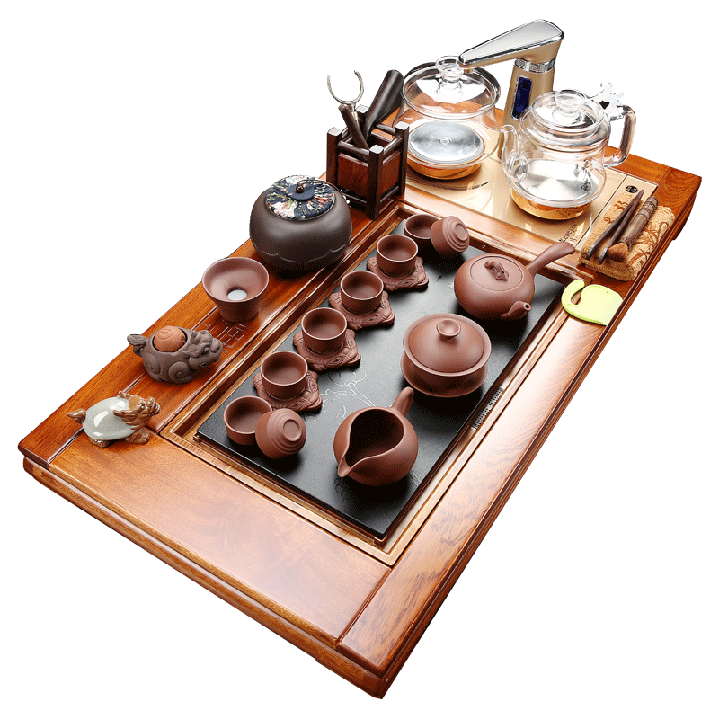 Fengchun Rosewood Black stone tea tray solid wood transparent Glass Electric stove household to work in an office a living room one Tea Servicein the Tableware , Tea set , Tea tray category - from Buy2taobao.com to provide professional Taobao agent buy service