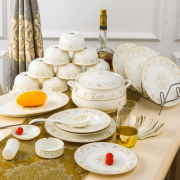 碗碟套装盘子碗骨瓷家用餐具碗盘组合景德镇陶瓷中式瓷器套碗盘碟