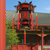 中式大红阳台灯笼旋转仿古吊灯室内户外茶楼古典六角塑料宫灯灯笼