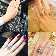 欧美大牌18K金微镶钻复古多层缠绕流线戒指女 日韩个性气质食指环