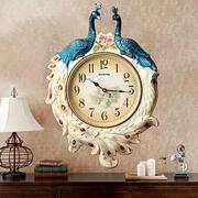 欧式钟表挂钟客厅时钟创意现代简约孔雀静音复古家用大气石英壁钟