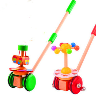 儿童推推乐螺旋转单杆手推车，木制婴幼儿宝宝手推学步车玩具1-3岁