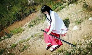 犬夜叉COSPLAY服装桔梗COS服和服日本巫女服道具假发木屐弓箭全套