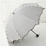 条纹晴雨伞两用折叠黑胶遮阳防晒太阳伞女学生日系文艺小清新创意