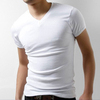 男式v领弹力纯棉短袖t恤净版白色男士加大码，紧身衣运动休闲打底衫