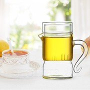 加厚耐热玻璃杯无色透明水杯子办公茶杯创意带盖泡茶器