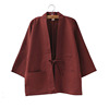 日式和风改良棉麻系带，七分袖和服开衫外套道袍，茶服纯色女装多色