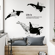 墙纸墙贴自粘创意几何贴纸鲸鱼，贴画卧室床头背景，装饰墙壁ins贴纸