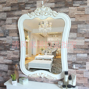 壁挂美容镜欧式白色，梳妆镜浴室镜卧室化妆镜酒店，ktv镜子婚礼道具