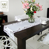 桌布桌垫茶几巾桌旗电视柜餐边柜，盖巾布艺刺绣，绣花中式氛围纯白色