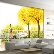 儿童房油画动漫画秋天的音符墙壁纸客厅大型壁画电视沙发背景墙