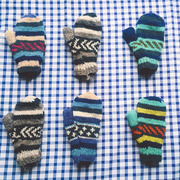 （售罄）尼泊尔手工复古北欧风秋冬双层超厚全羊毛毛线手套