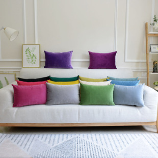 纯色天鹅绒抱枕靠垫欧式沙发长方形，靠枕床头枕头，大靠背套定制