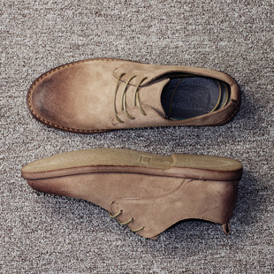 男鞋秋季真皮透气学生马丁鞋实心底英伦风复古磨砂，反绒皮休闲皮鞋