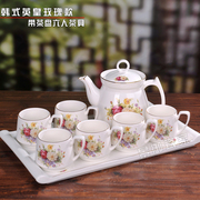 简约欧式礼盒装带托盘家用茶壶茶杯陶瓷整套茶具茶盘套装