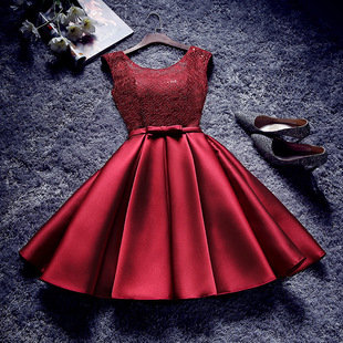 2022敬酒服新娘红色，显瘦短款晚礼服，结婚订婚连衣裙派对小礼服
