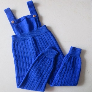婴儿开裆吊带羊毛裤宝宝棉，儿童毛线背带裤，手工编织宝宝幼儿园长裤