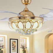 奢华水晶风扇吊灯隐形吊扇，灯带电带风扇客厅卧室餐厅风扇灯42寸