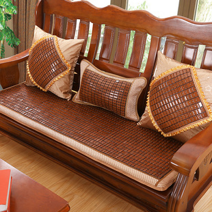 夏季麻将竹凉席实木沙发垫红木沙发坐垫高密度海绵单人可定制