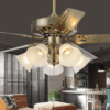 餐厅风扇灯 欧式现代卧室客厅吊扇灯铁叶风扇吊灯家用带灯的吊扇