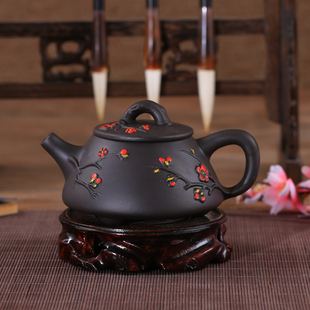 功夫茶具紫砂壶全纯手工，石瓢壶家用茶壶泡，茶壶宜兴朱泥紫砂花茶壶