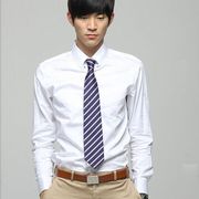 韩国金属纽扣绅士潮男领子特色韩版商务纯色休闲长袖衬衫