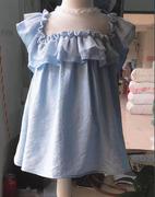 夏季女童雪纺蕾丝连衣裙子淡蓝色女宝宫廷风娃娃裙2-7公主裙