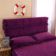 紫罗兰加棉加厚床头罩1.5m1.8m床头套防尘套保护套靠背套软包布艺