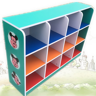 幼儿园书包柜儿童米奇组合玩具架，鞋柜杂物柜木制分区收纳柜