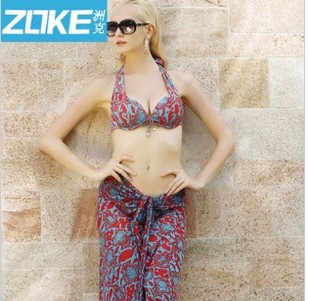 ZOKE洲克2024女士性感比基尼泳衣分体三件套时尚度假游泳衣